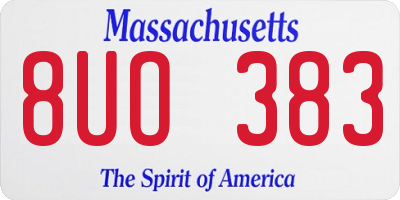MA license plate 8UO383