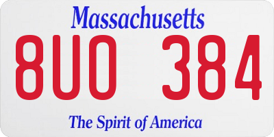 MA license plate 8UO384