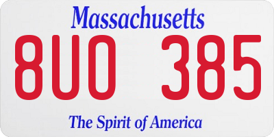 MA license plate 8UO385