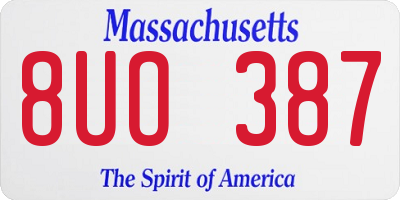 MA license plate 8UO387