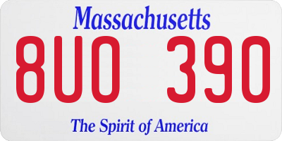 MA license plate 8UO390