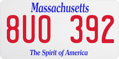 MA license plate 8UO392