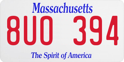 MA license plate 8UO394