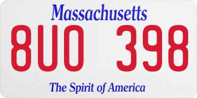 MA license plate 8UO398