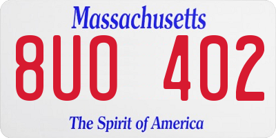 MA license plate 8UO402