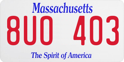 MA license plate 8UO403