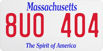 MA license plate 8UO404