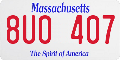 MA license plate 8UO407