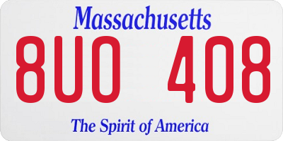 MA license plate 8UO408