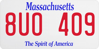 MA license plate 8UO409