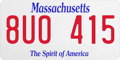 MA license plate 8UO415