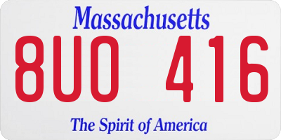 MA license plate 8UO416