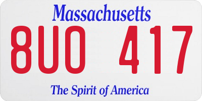 MA license plate 8UO417