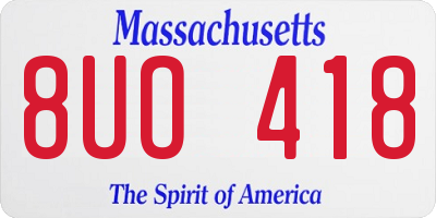 MA license plate 8UO418