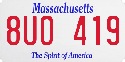 MA license plate 8UO419