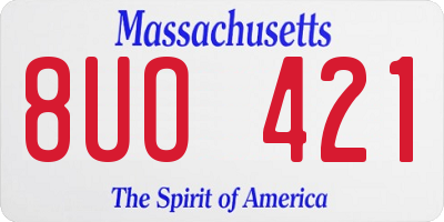 MA license plate 8UO421