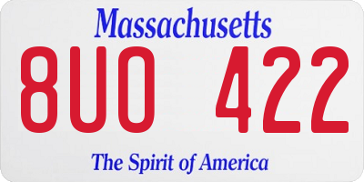 MA license plate 8UO422