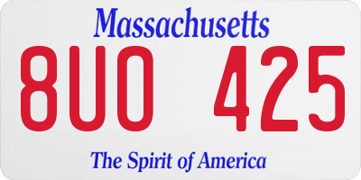 MA license plate 8UO425