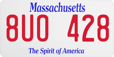 MA license plate 8UO428