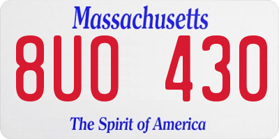 MA license plate 8UO430
