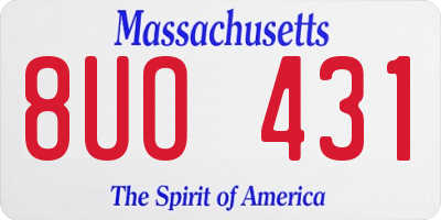 MA license plate 8UO431
