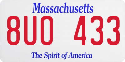 MA license plate 8UO433