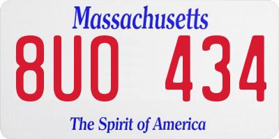 MA license plate 8UO434