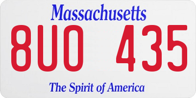 MA license plate 8UO435