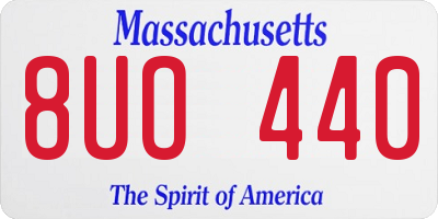 MA license plate 8UO440