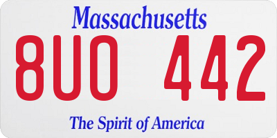 MA license plate 8UO442