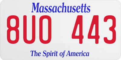MA license plate 8UO443