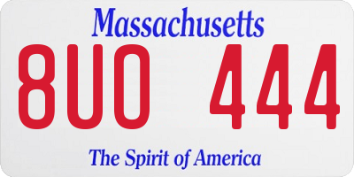 MA license plate 8UO444