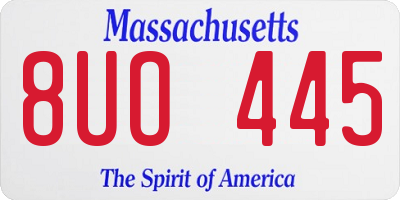 MA license plate 8UO445