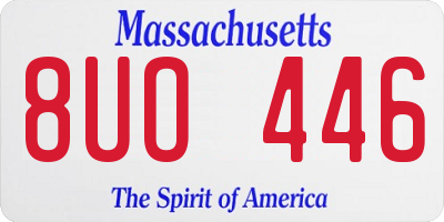 MA license plate 8UO446