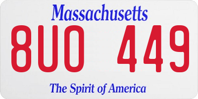 MA license plate 8UO449