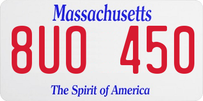 MA license plate 8UO450