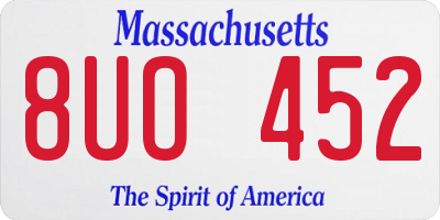 MA license plate 8UO452