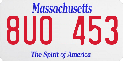 MA license plate 8UO453