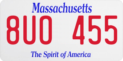 MA license plate 8UO455