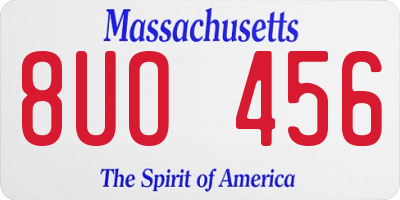 MA license plate 8UO456