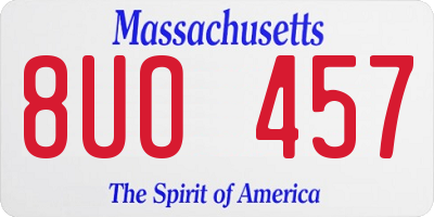 MA license plate 8UO457