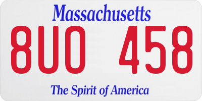 MA license plate 8UO458
