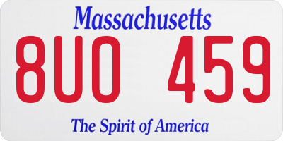MA license plate 8UO459