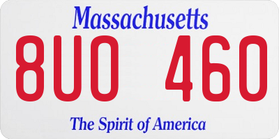 MA license plate 8UO460
