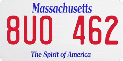 MA license plate 8UO462