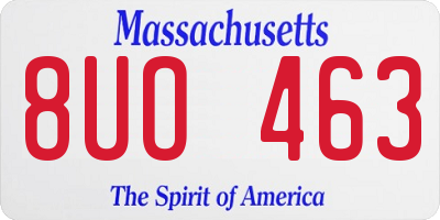 MA license plate 8UO463