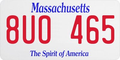 MA license plate 8UO465