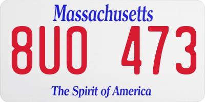 MA license plate 8UO473