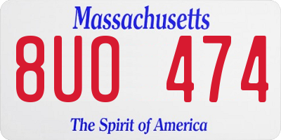 MA license plate 8UO474
