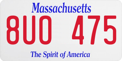 MA license plate 8UO475